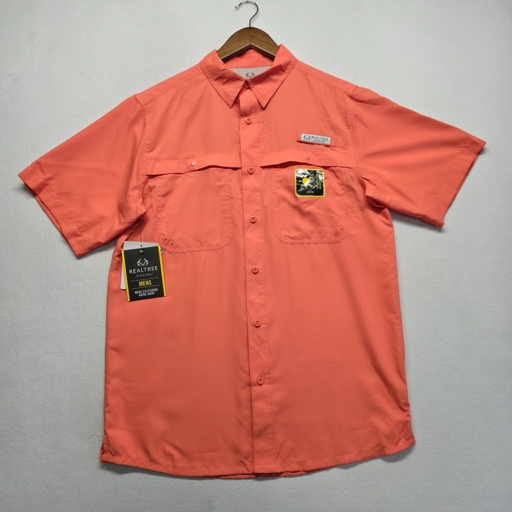 Realtree Men's UPF 40 Vented Short Sleeve Button Up Fishing Shirt Size Small NWT